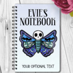 personalised gothic skull moth notebook journal