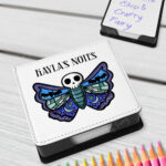 personalised gothic skull moth memo notes holder gift