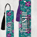 personalised summer skull flowers on green metal bookmark thank you gift