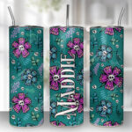 personalised summer skull flowers on green 20oz straight tumbler