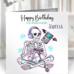 personalised gamer ghoul skeleton gaming gothic birthday card