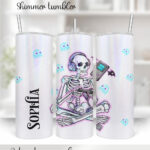 personalised gamer ghoul skeleton gaming gothic 20oz straight tumbler