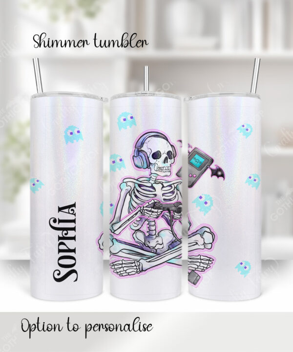 personalised gamer ghoul skeleton gaming gothic 20oz straight tumbler