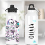personalised gamer ghoul skeleton gaming gothic 600ml screw lid water bottle