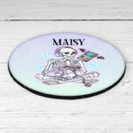personalised gamer ghoul skeleton gaming gothic 9cm round glossy coaster