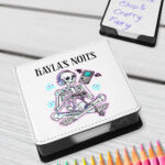 personalised gamer ghoul skeleton gaming gothic memo notes holder gift