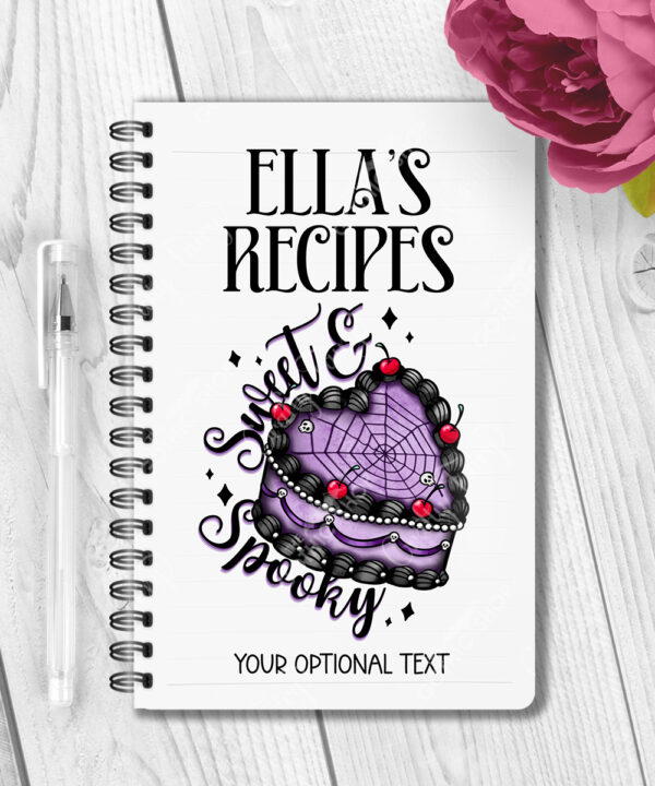 personalised sweet spooky heart goth cake gothic notebook journal
