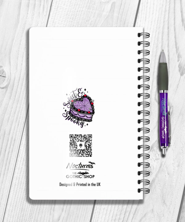 personalised sweet spooky heart goth cake gothic notebook journal