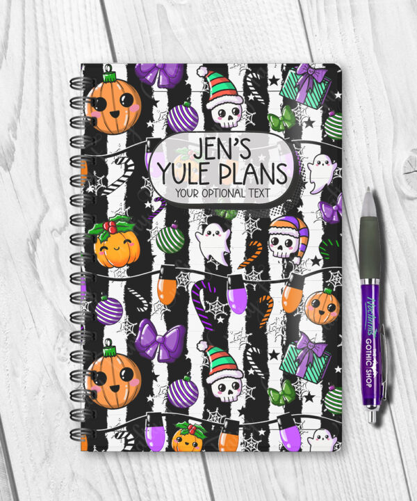 personalised frightening festivities christmas spooky gothic notebook journal