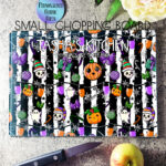 personalised frightening festivities christmas spooky gothic glass chopping board or worktop protector gift