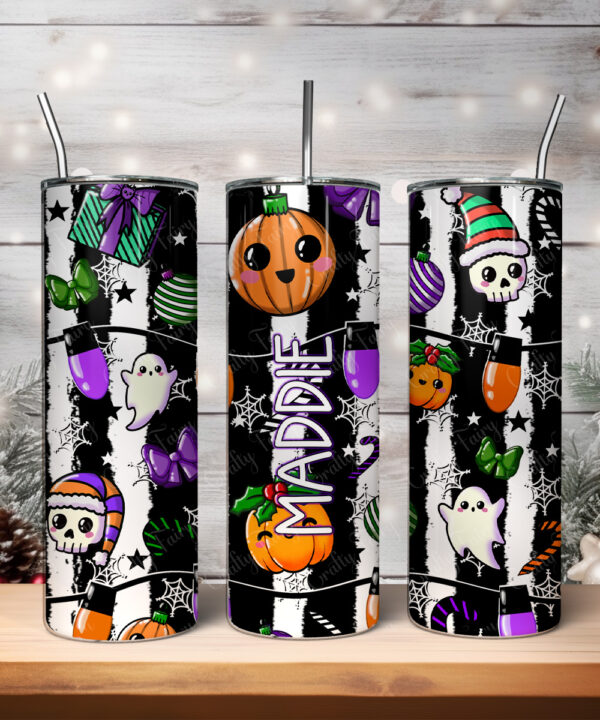 personalised frightening festivities christmas spooky gothic 20oz straight tumbler