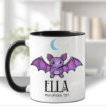 personalised kawaii purple bat gothic spooky mug