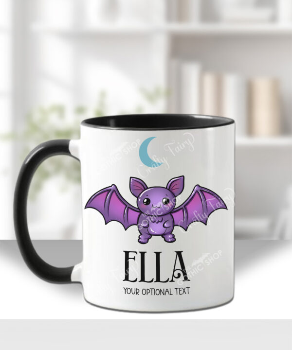 personalised kawaii purple bat gothic spooky mug