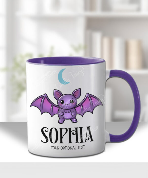 personalised kawaii purple bat gothic spooky mug