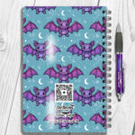 personalised kawaii purple bat gothic notebook journal