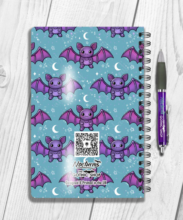 personalised kawaii purple bat gothic notebook journal