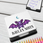 personalised kawaii purple bat gothic memo notes holder gift