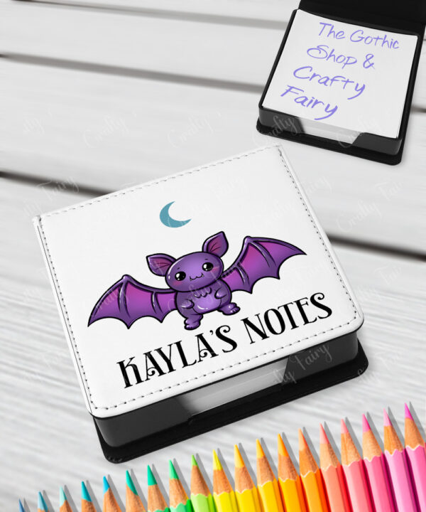 personalised kawaii purple bat gothic memo notes holder gift
