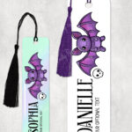 personalised kawaii purple bat metal bookmark thank you gift