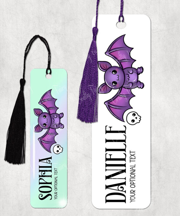 personalised kawaii purple bat metal bookmark thank you gift