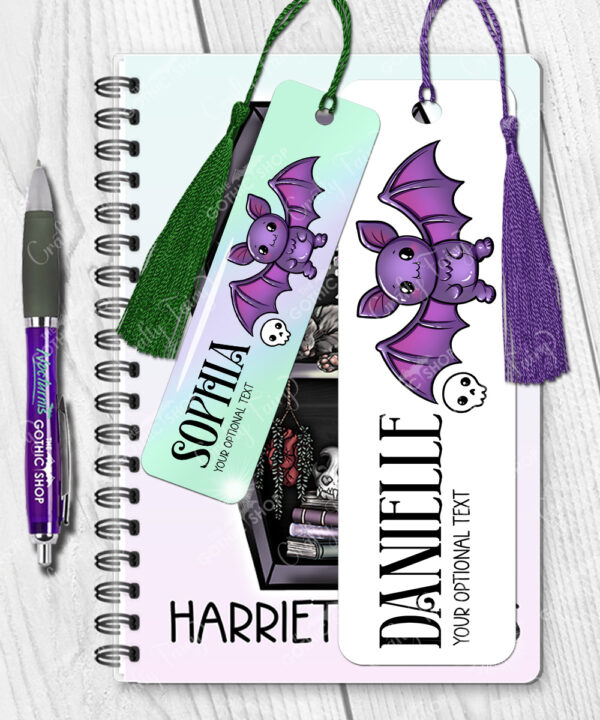 personalised kawaii purple bat metal bookmark thank you gift