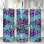 personalised kawaii purple bat gothic 20oz straight tumbler