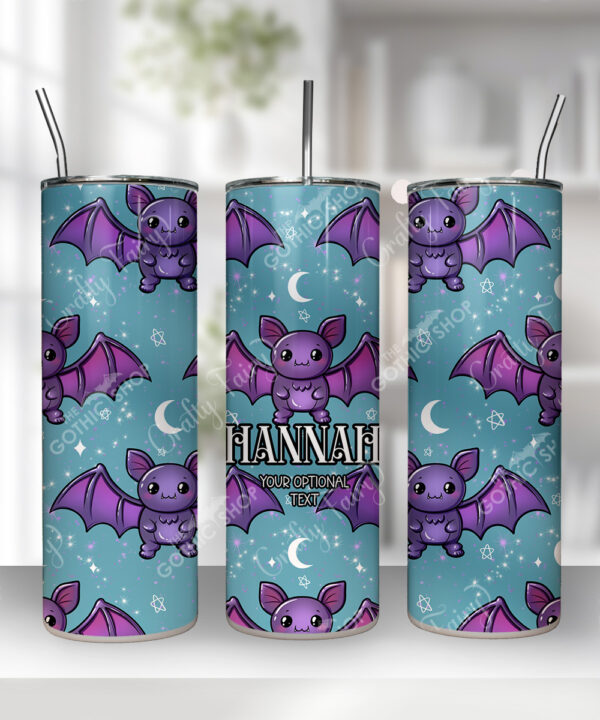 personalised kawaii purple bat gothic 20oz straight tumbler