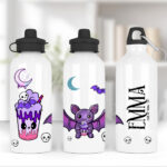 personalised kawaii purple bat gothic 600ml screw lid water bottle