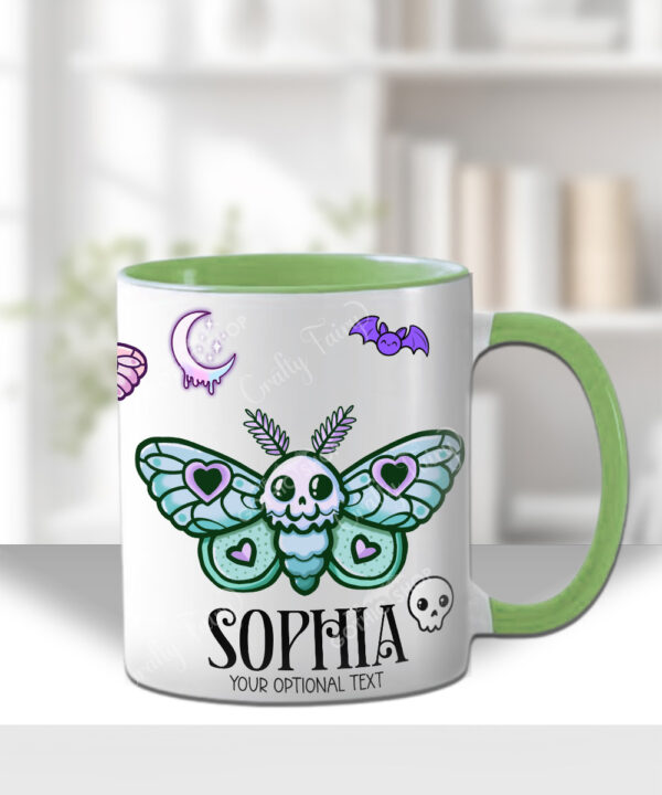 personalised cute kawaii death moth gothic spooky mug
