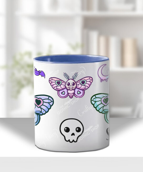 personalised cute kawaii death moth gothic spooky mug