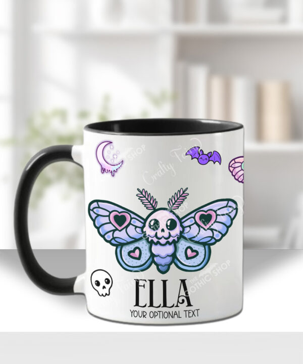 personalised cute kawaii death moth gothic spooky mug