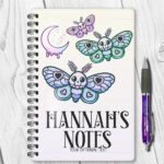 personalised cute kawaii death moth gothic notebook journal
