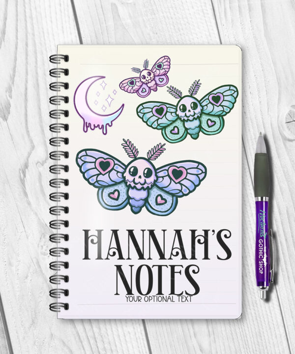 personalised cute kawaii death moth gothic notebook journal