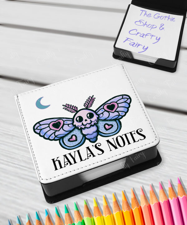 personalised cute kawaii death moth gothic memo notes holder gift