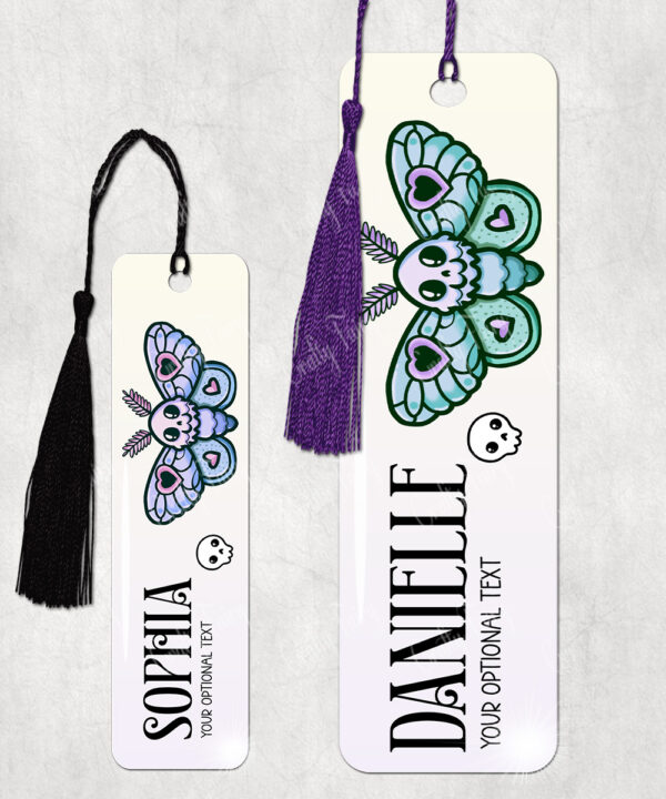 personalised cute kawaii death moth metal bookmark thank you gift
