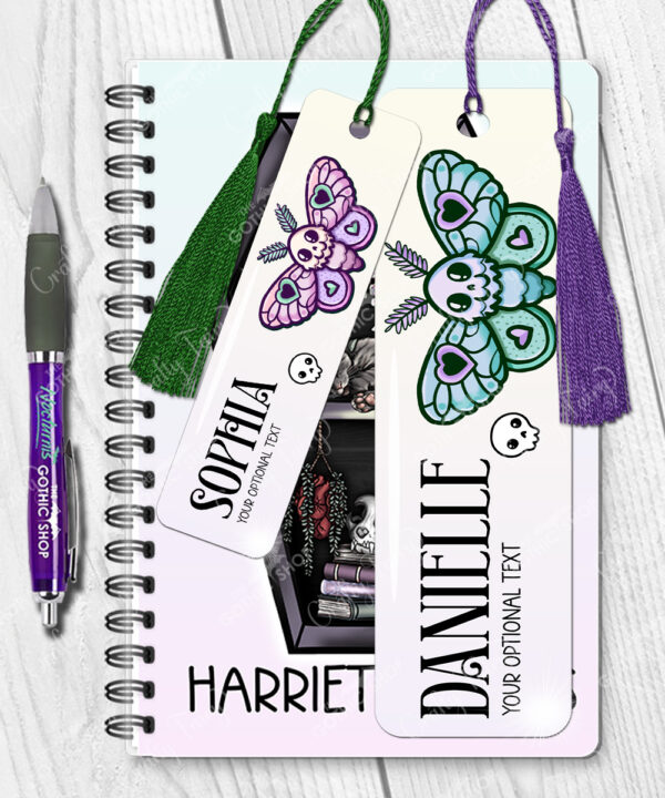 personalised cute kawaii death moth metal bookmark thank you gift