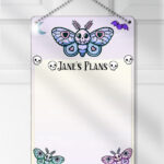 personalised cute kawaii death moth gothic planner whiteboard metal sign