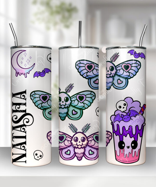 personalised cute kawaii death moth gothic 20oz straight tumbler