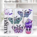 personalised cute kawaii death moth gothic 20oz straight tumbler