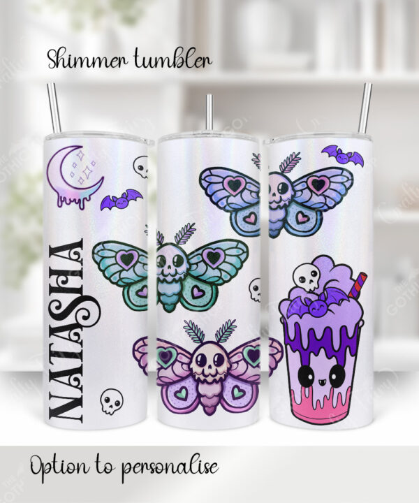 personalised cute kawaii death moth gothic 20oz straight tumbler