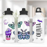 personalised cute kawaii death moth gothic 600ml screw lid water bottle