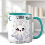 personalised cute kawaii ghost bunny spooky halloween mug