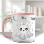 personalised cute kawaii ghost bunny spooky halloween mug