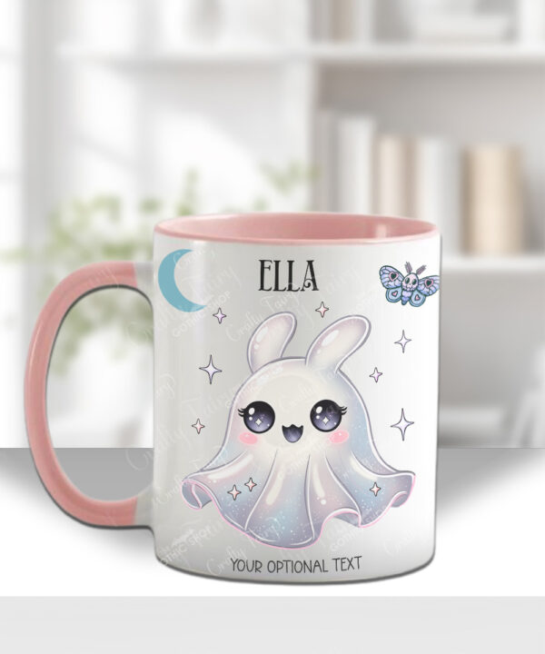 personalised cute kawaii ghost bunny spooky halloween mug