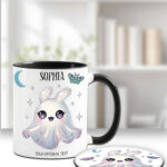 personalised cute kawaii ghost bunny spooky halloween mug