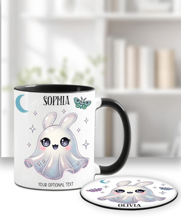 personalised cute kawaii ghost bunny spooky halloween mug