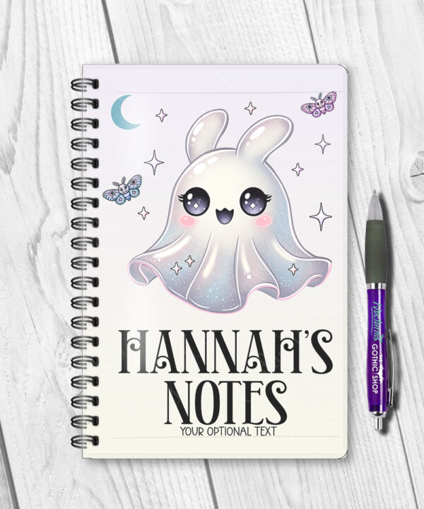 personalised cute kawaii ghost bunny spooky halloween notebook journal