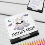 personalised cute kawaii ghost bunny spooky halloween memo notes holder gift