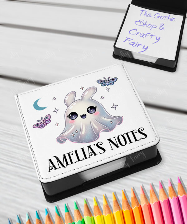 personalised cute kawaii ghost bunny spooky halloween memo notes holder gift