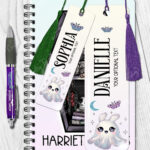 personalised cute kawaii ghost bunny spooky halloween metal bookmark gift